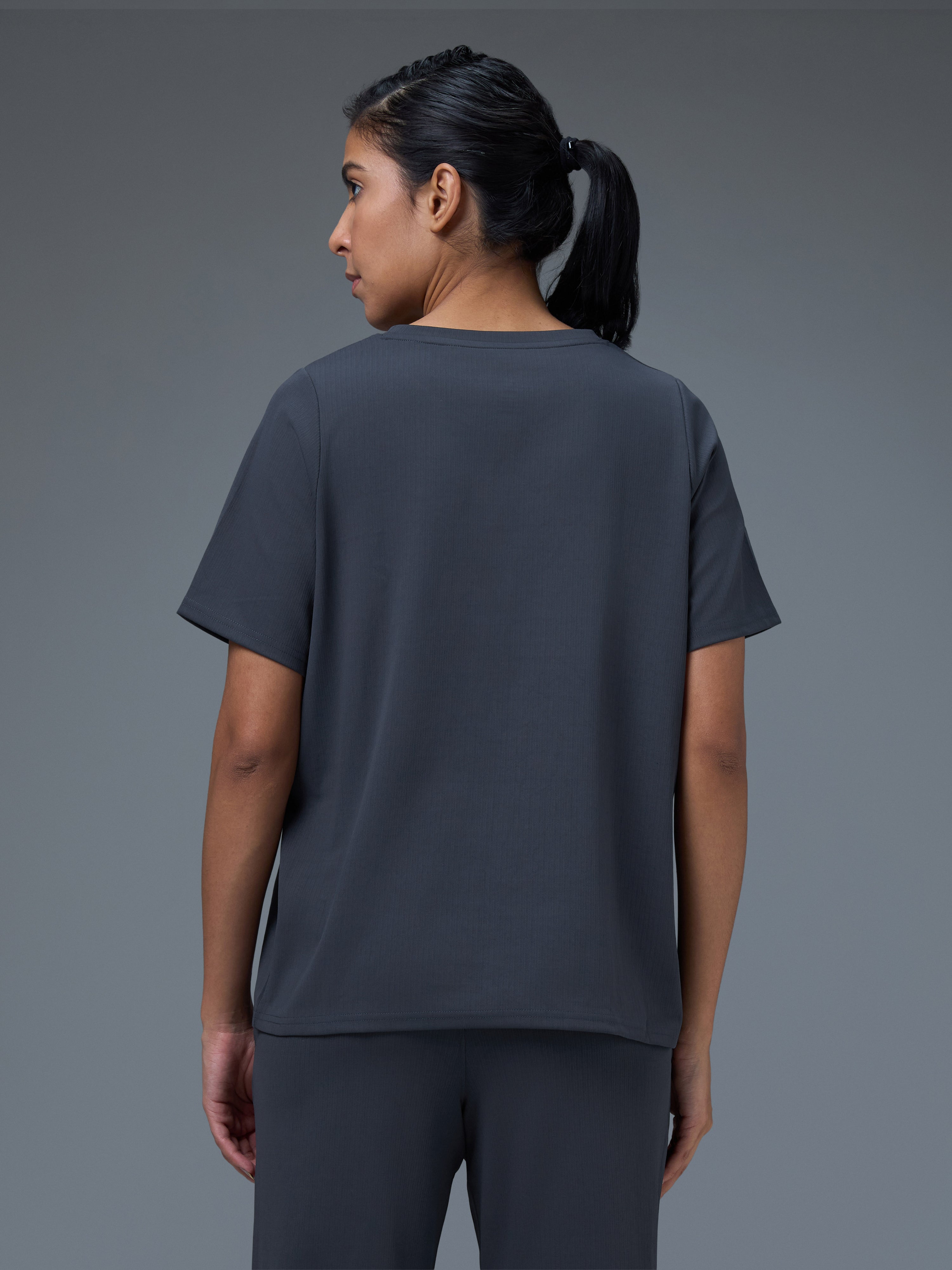 Technosport Women Relaxed Fit TShirt (Elasto Plus) - W163 - CARBON GREY