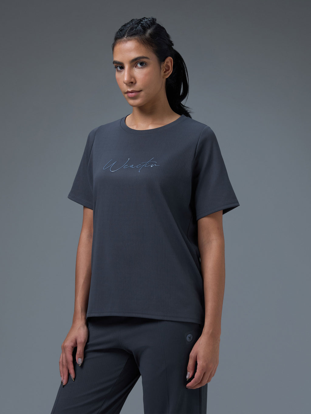 Technosport Women Relaxed Fit TShirt (Elasto Plus) - W163 - CARBON GREY