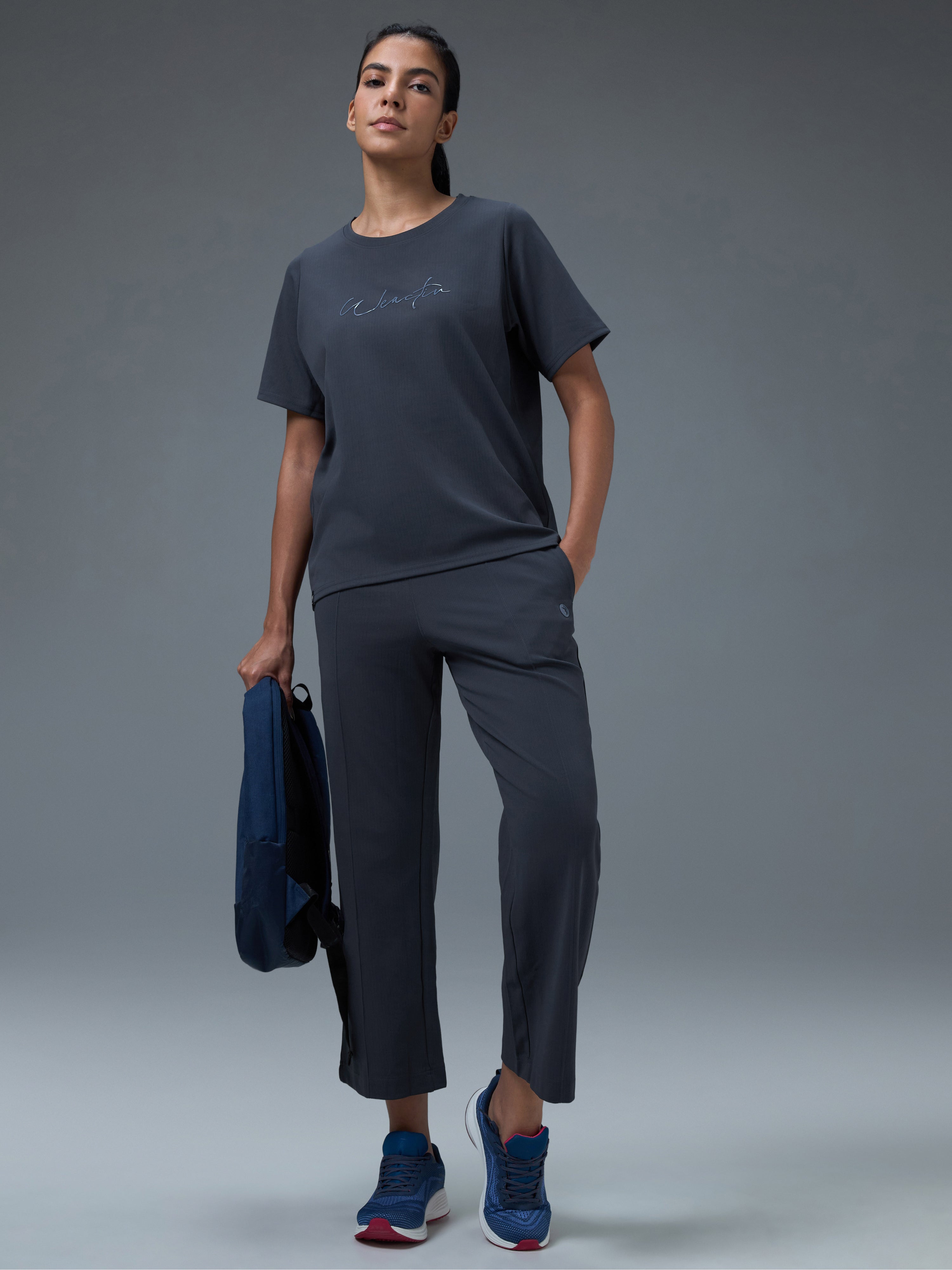 Technosport Women Relaxed Fit TShirt (Elasto Plus) - W163 - CARBON GREY