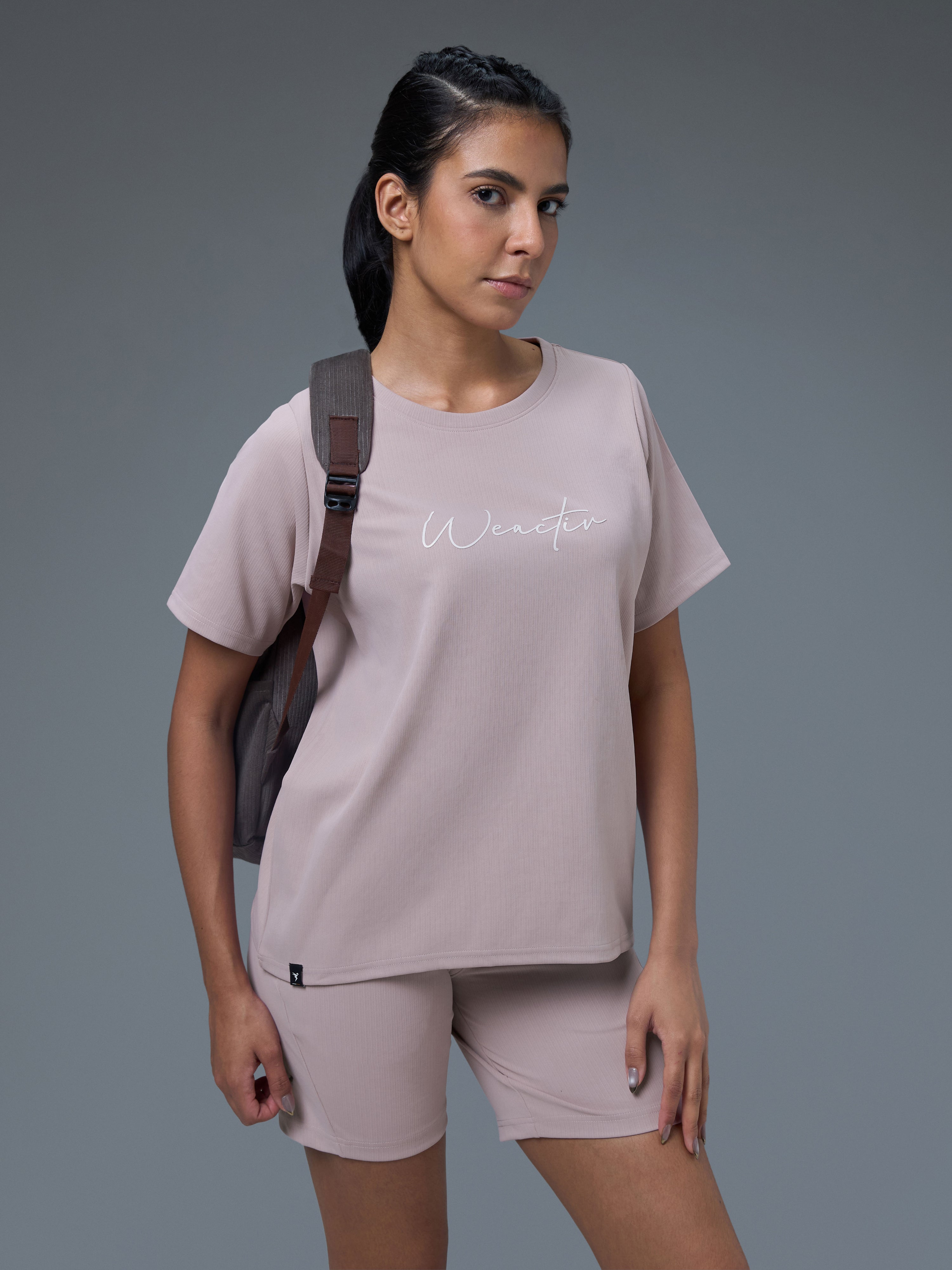 Technosport Women Relaxed Fit TShirt (Elasto Plus) - W163 - DUSTY PINK