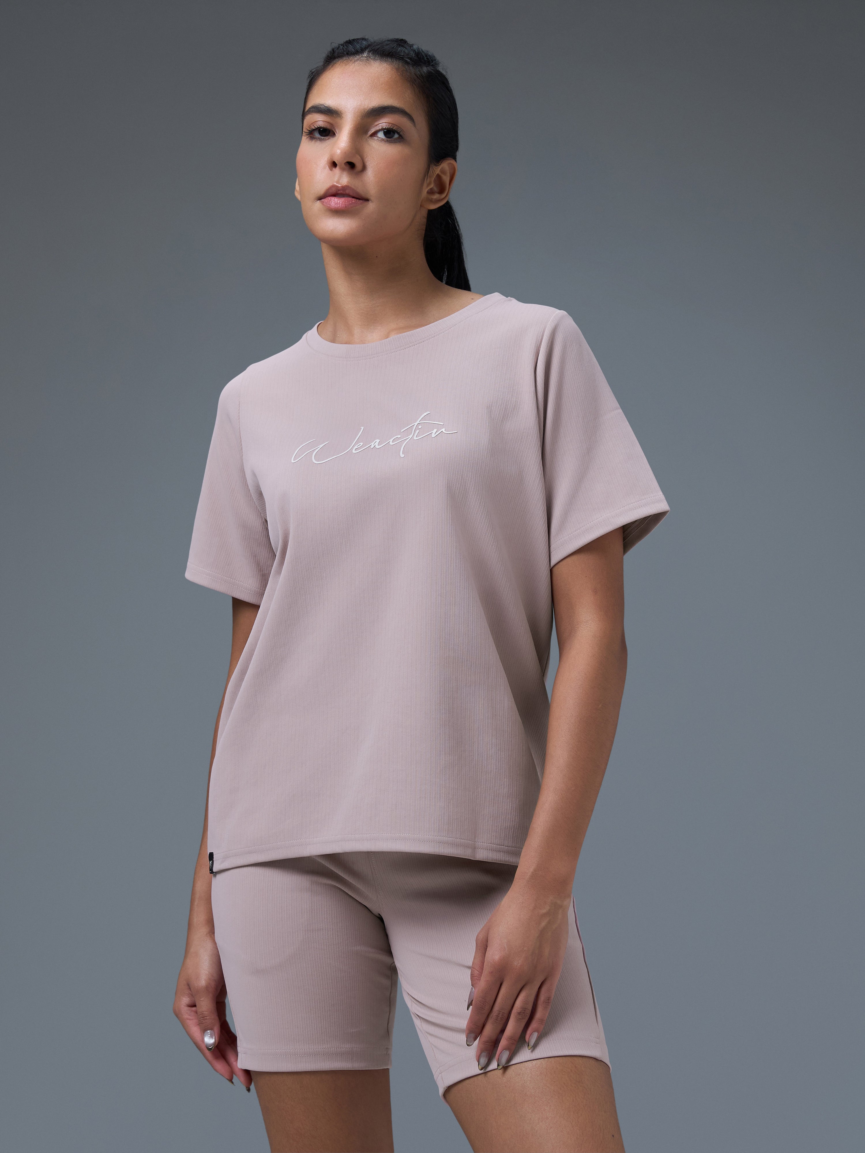 Technosport Women Relaxed Fit TShirt (Elasto Plus) - W163 - DUSTY PINK