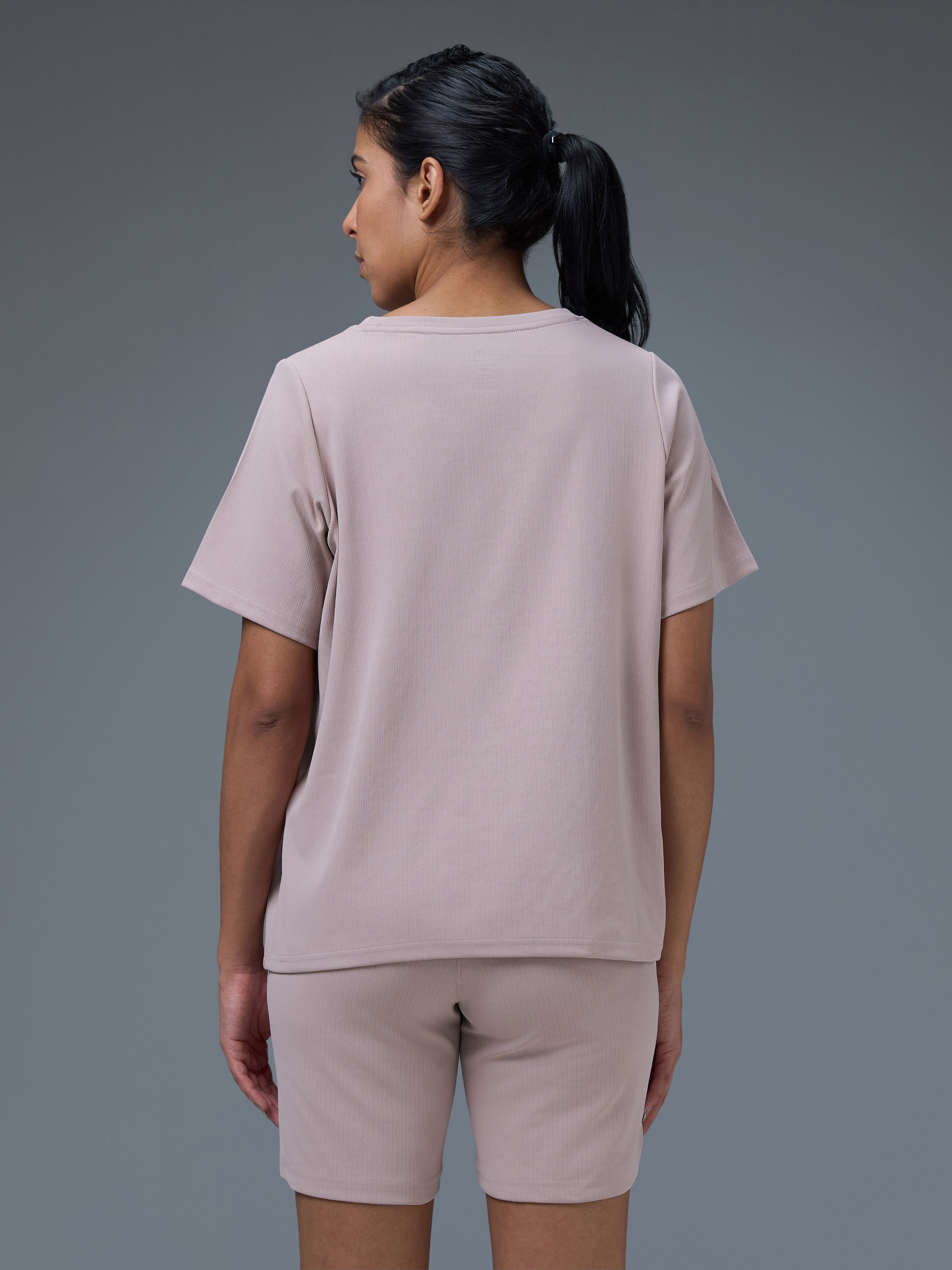 Technosport Women Relaxed Fit TShirt (Elasto Plus) - W163 - DUSTY PINK