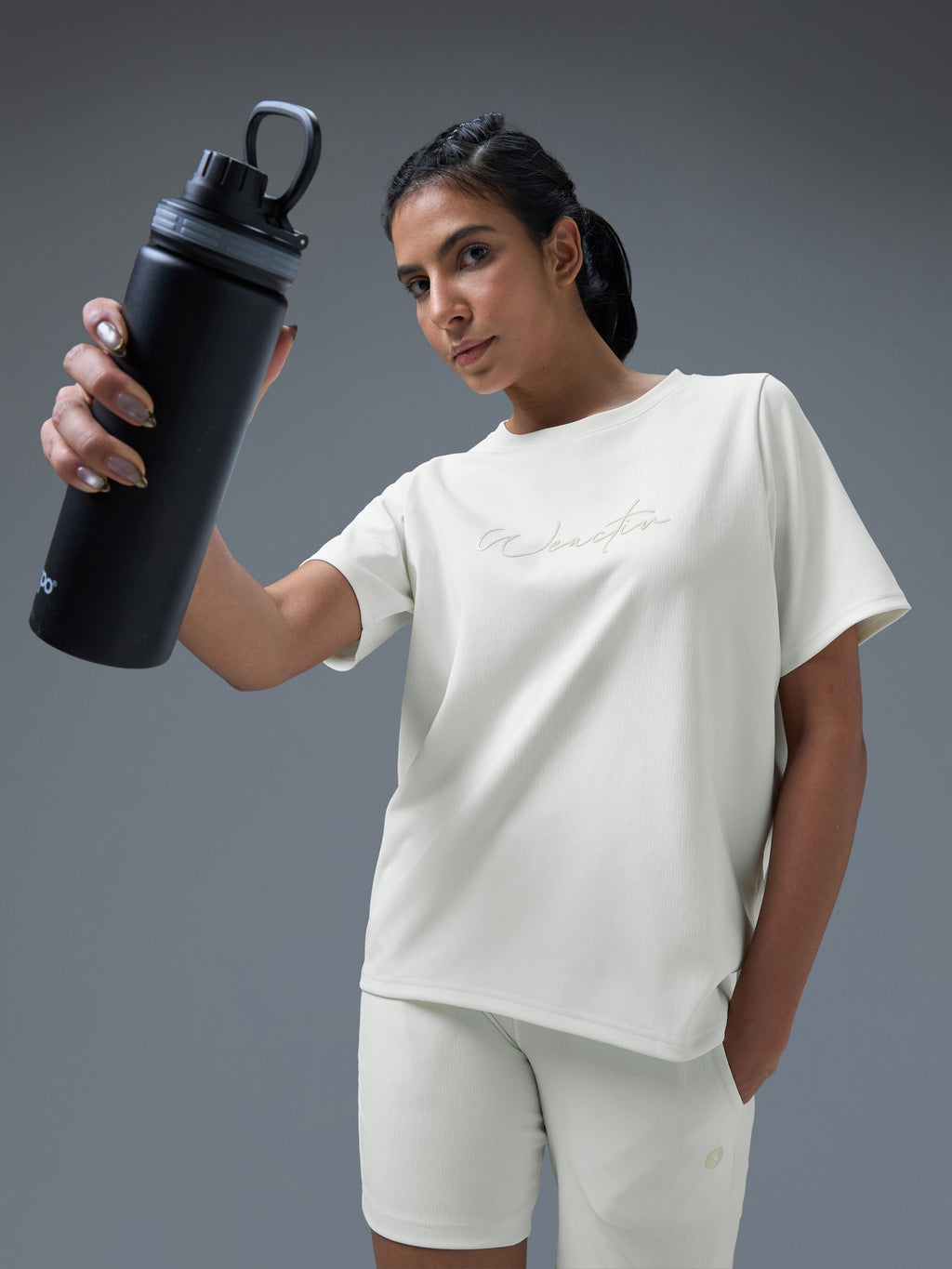 Technosport Women Relaxed Fit TShirt (Elasto Plus) - W163 - OFF WHITE