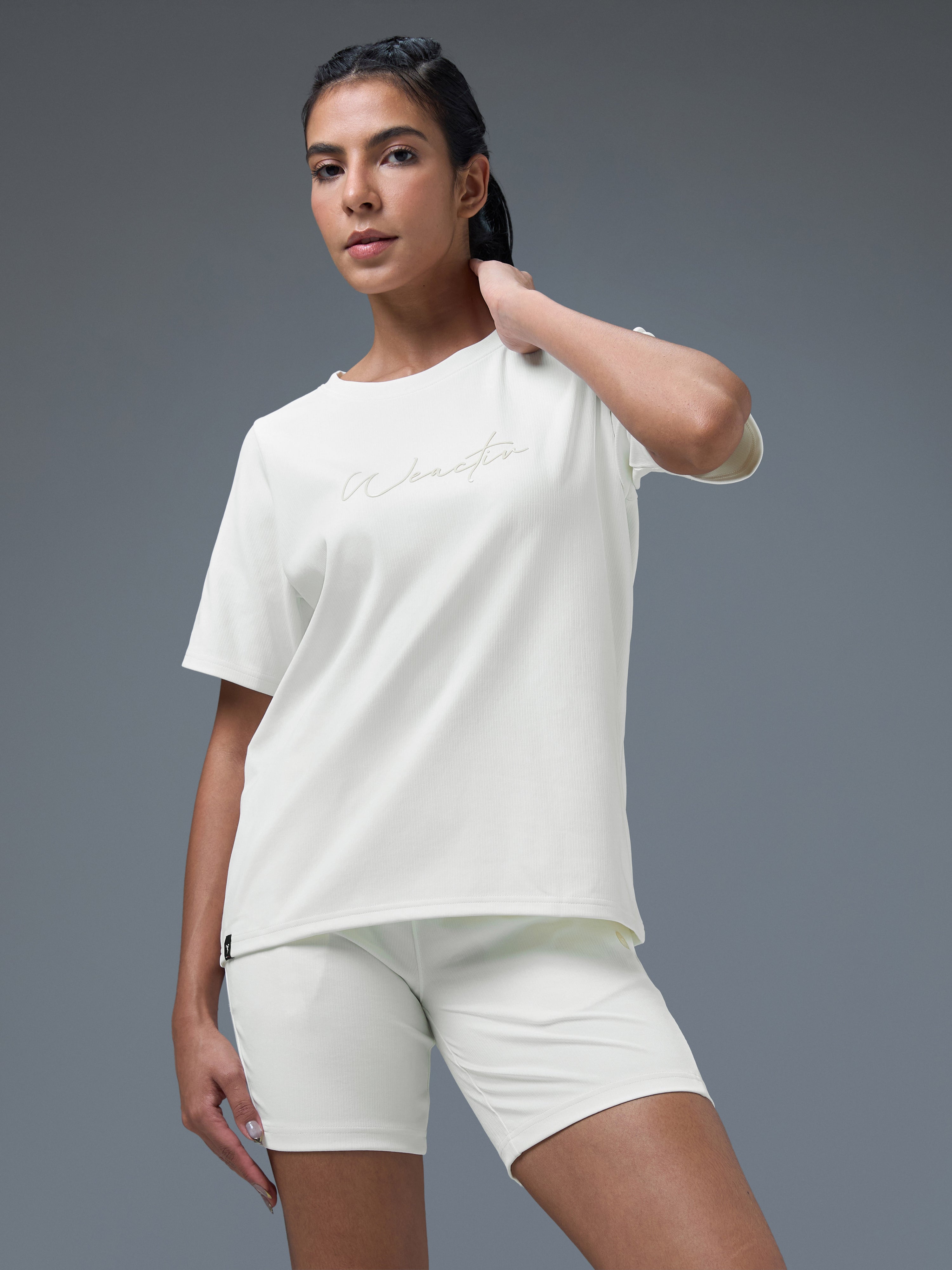 Technosport Women Relaxed Fit TShirt (Elasto Plus) - W163 - OFF WHITE