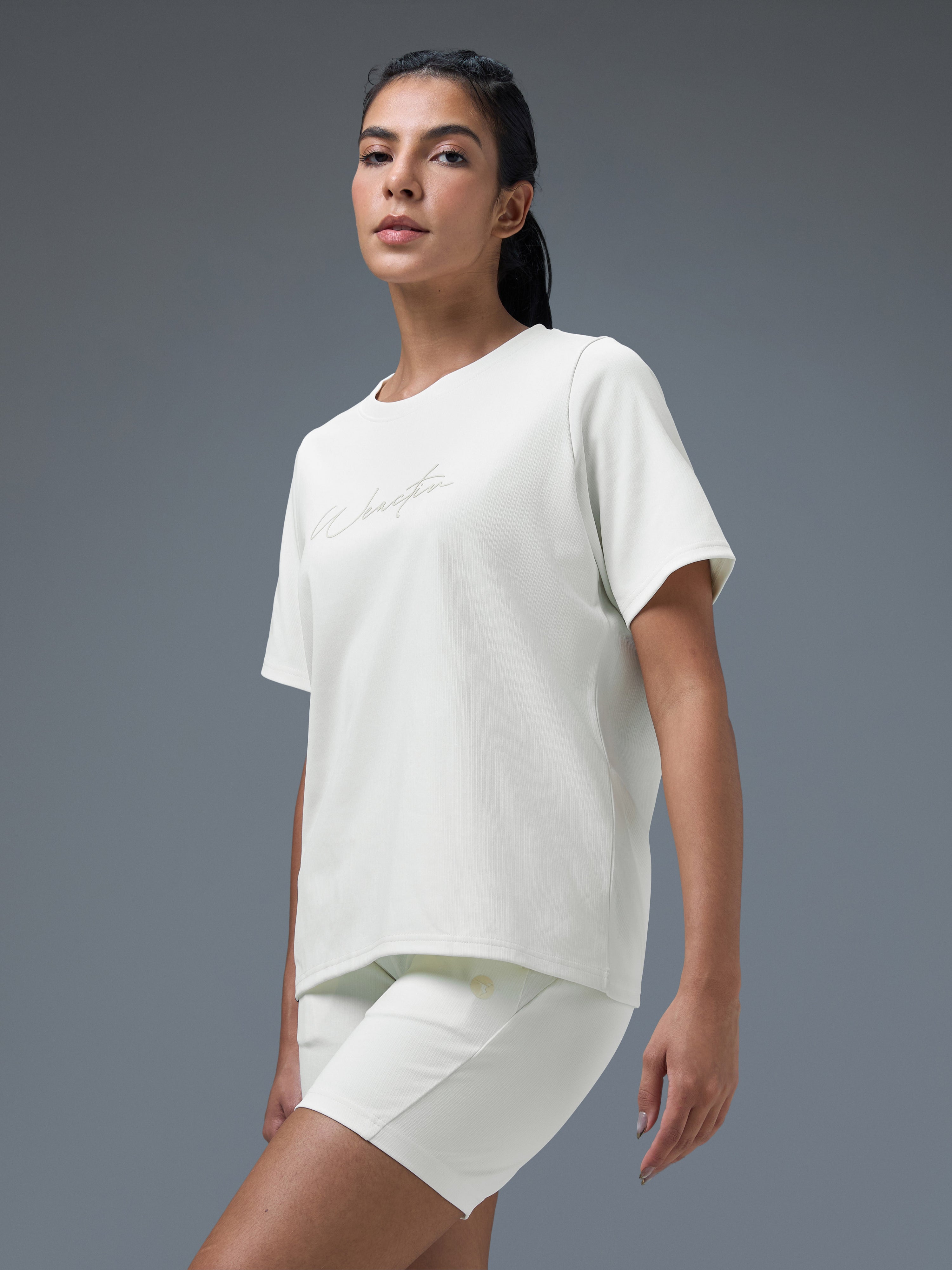 Technosport Women Relaxed Fit TShirt (Elasto Plus) - W163 - OFF WHITE