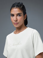Technosport Women Relaxed Fit TShirt (Elasto Plus) - W163 - OFF WHITE
