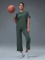 Technosport Women Relaxed Fit TShirt (Elasto Plus) - W163 - TREKKING GREEN