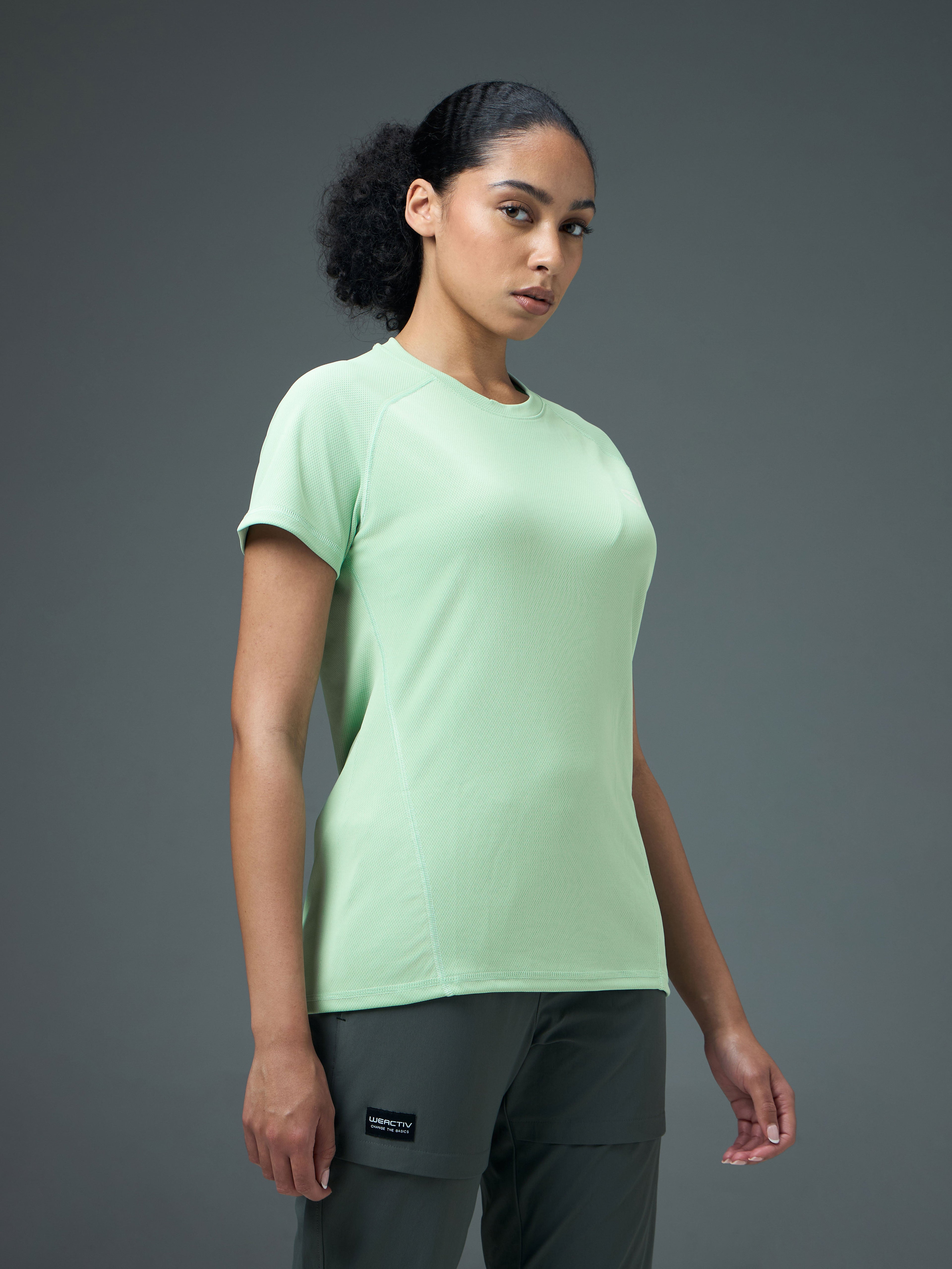 Technosport Women Crew Neck TShirt - WR105 - GRAYED JADE