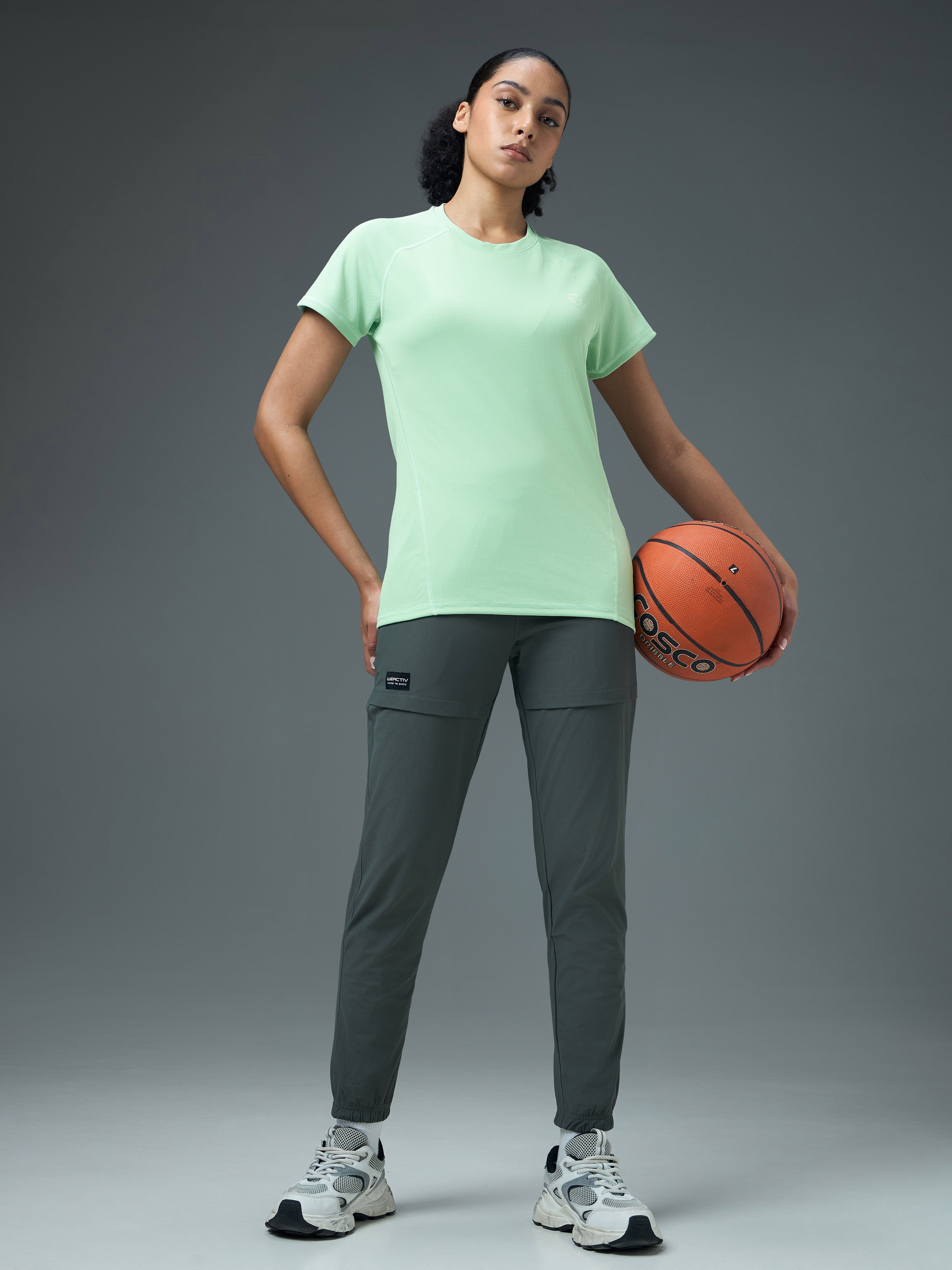 Technosport Women Crew Neck TShirt - WR105 - GRAYED JADE