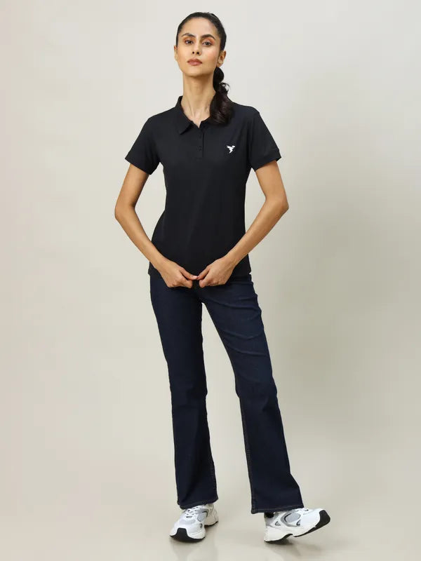 Technosport Women Polo TShirt (Matpiq) - WR129 - BLACK