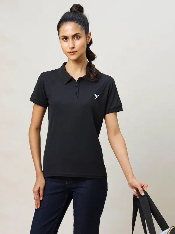 Technosport Women Polo TShirt (Matpiq) - WR129 - BLACK