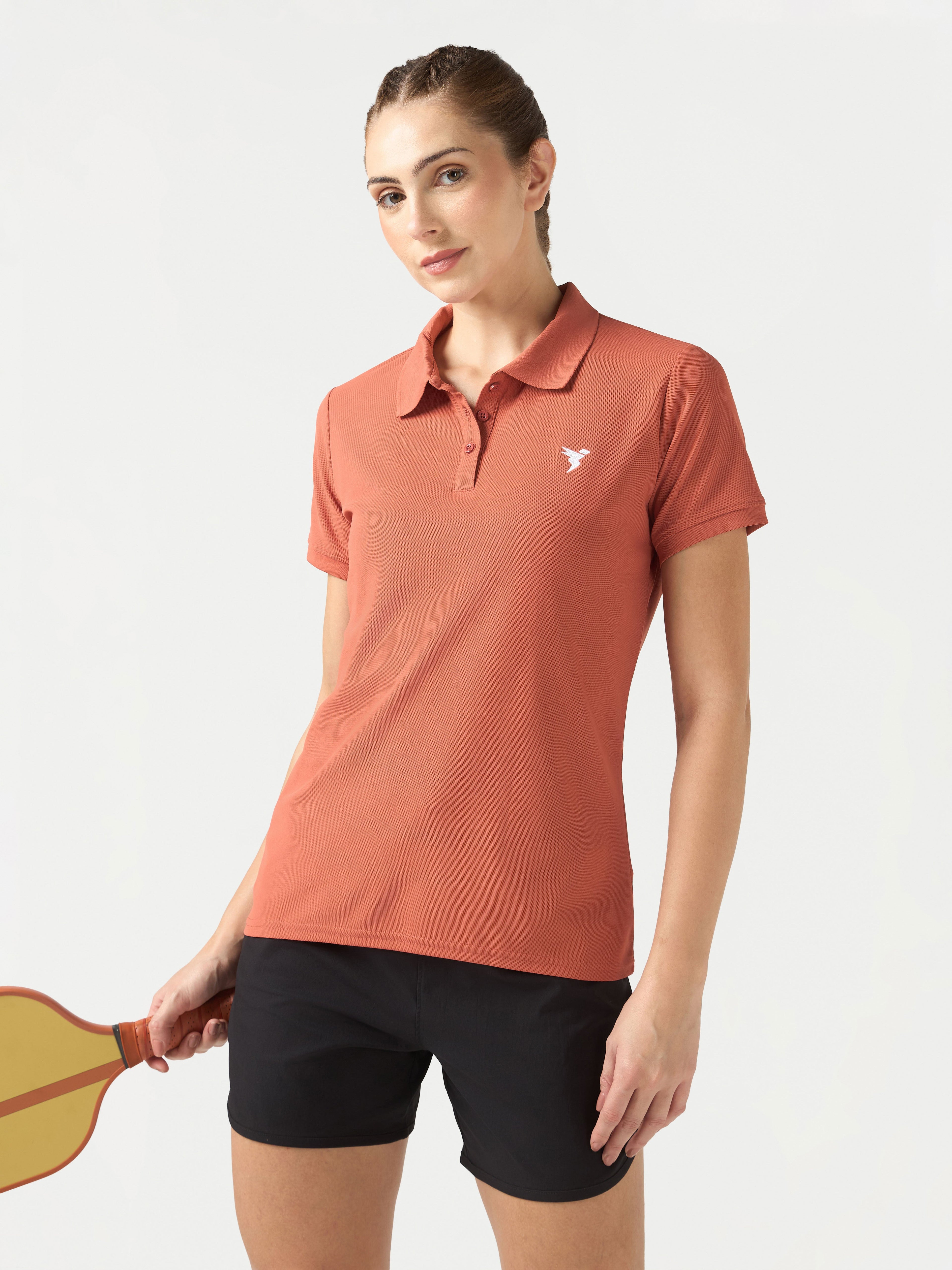 Technosport Women Polo TShirt (Matpiq) - WR129 - CHILLI FLAKES