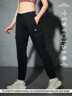 Technosport Women Cargo Jogger Trackpant - WR139 - BLACK
