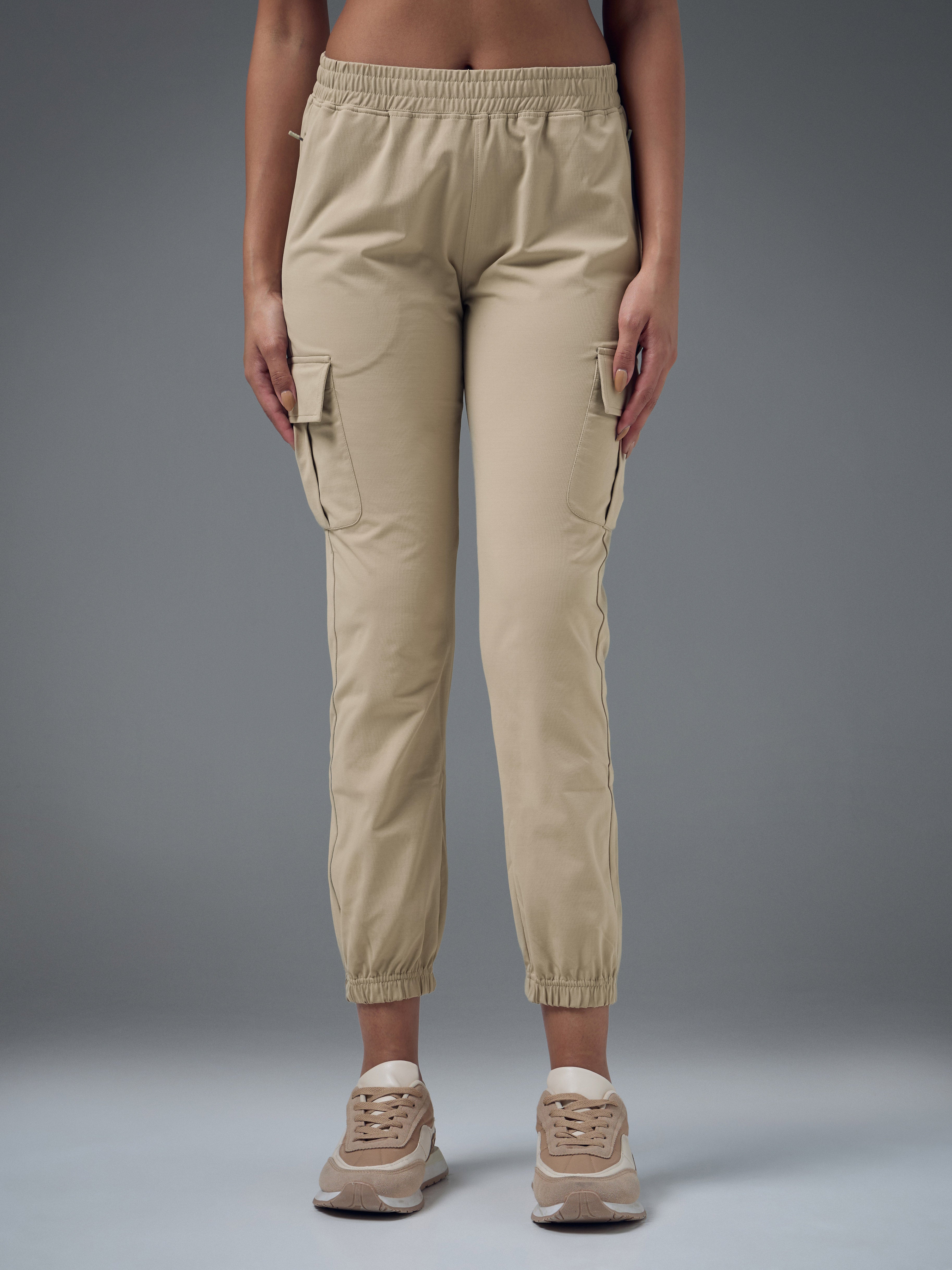 Technosport Women Cargo Jogger Trackpant - WR139 - OYSTER GRAY