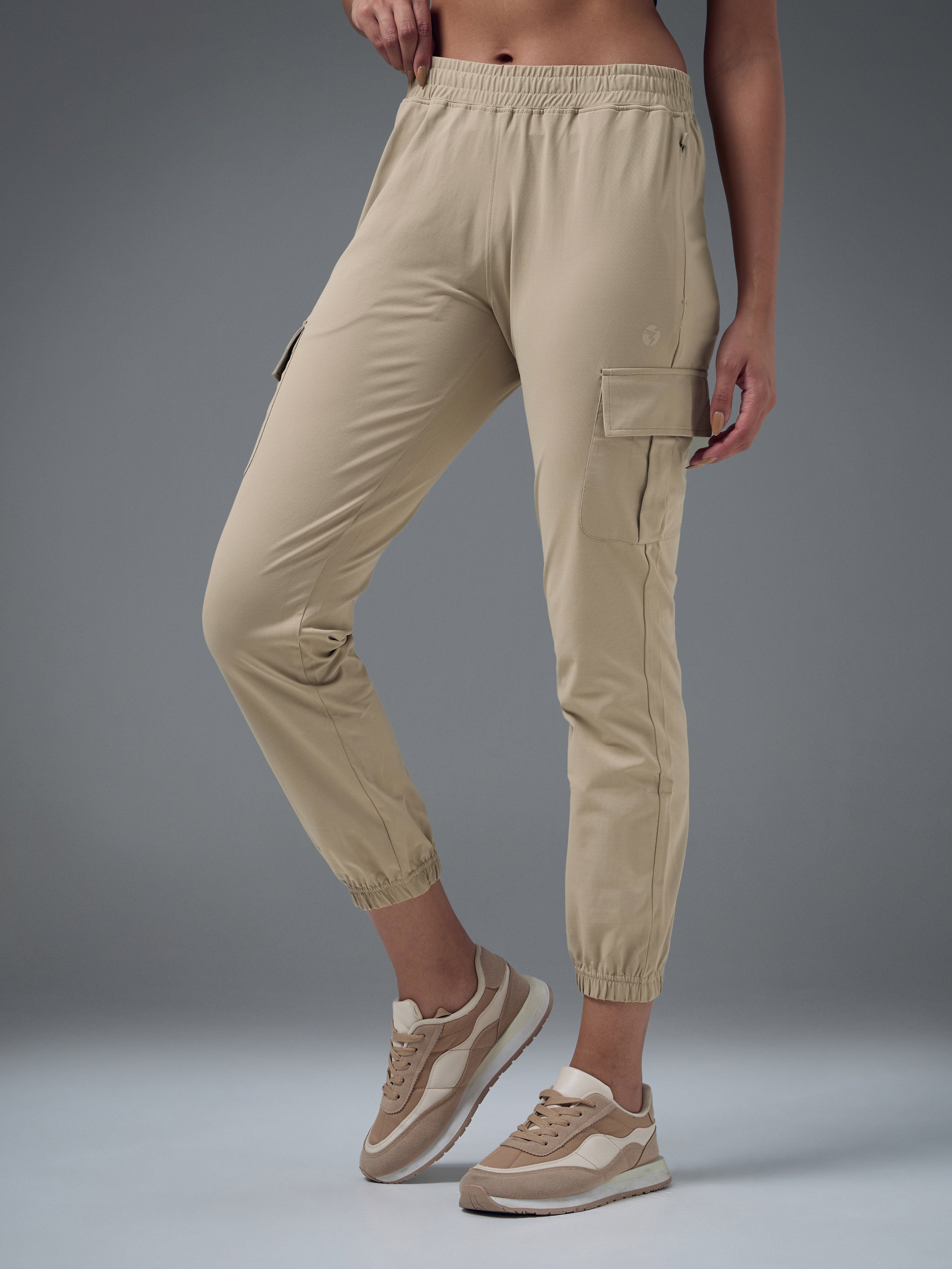 Technosport Women Cargo Jogger Trackpant - WR139 - OYSTER GRAY