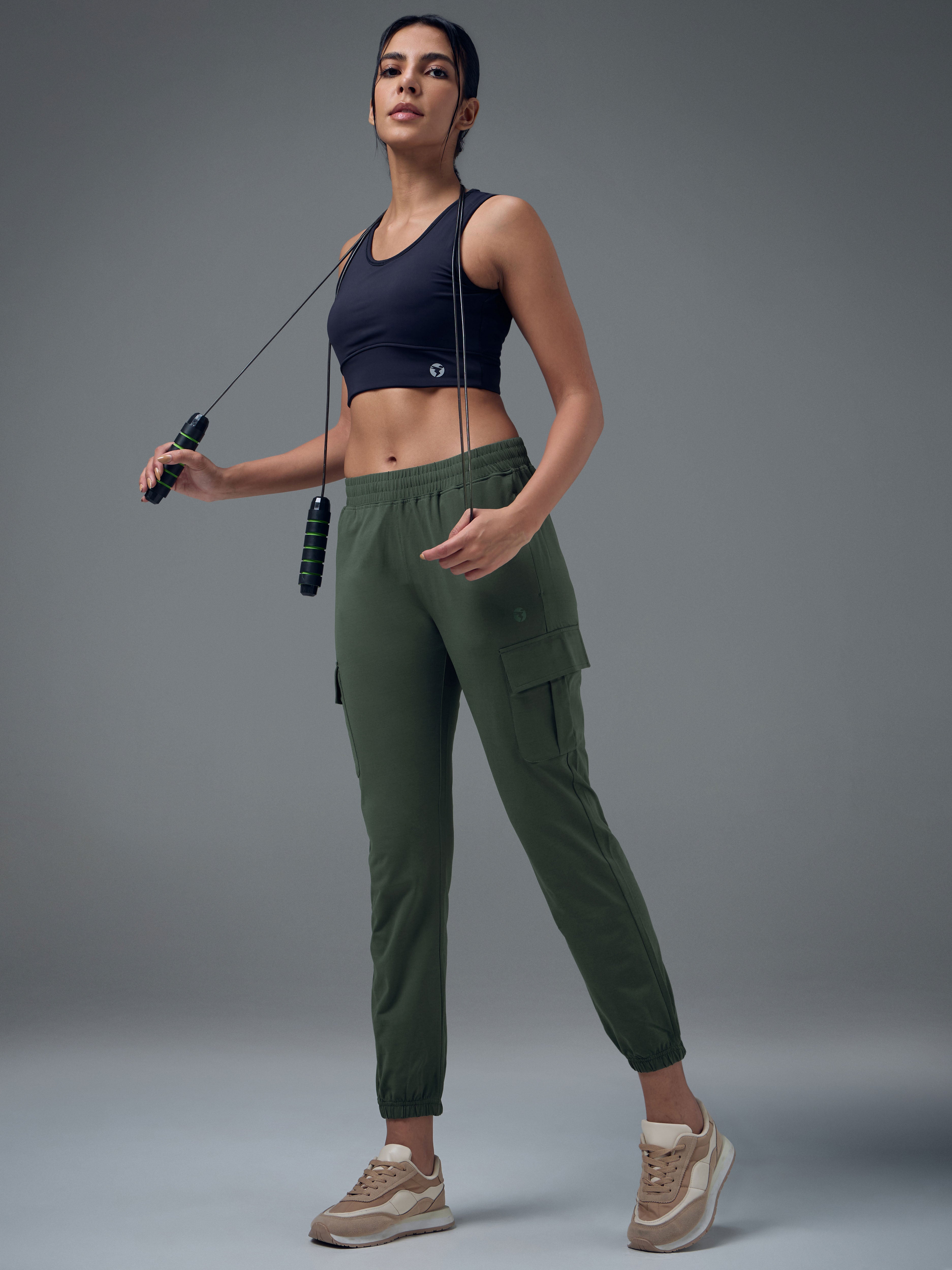 Technosport Women Cargo Jogger Trackpant - WR139 - TREKKING GREEN