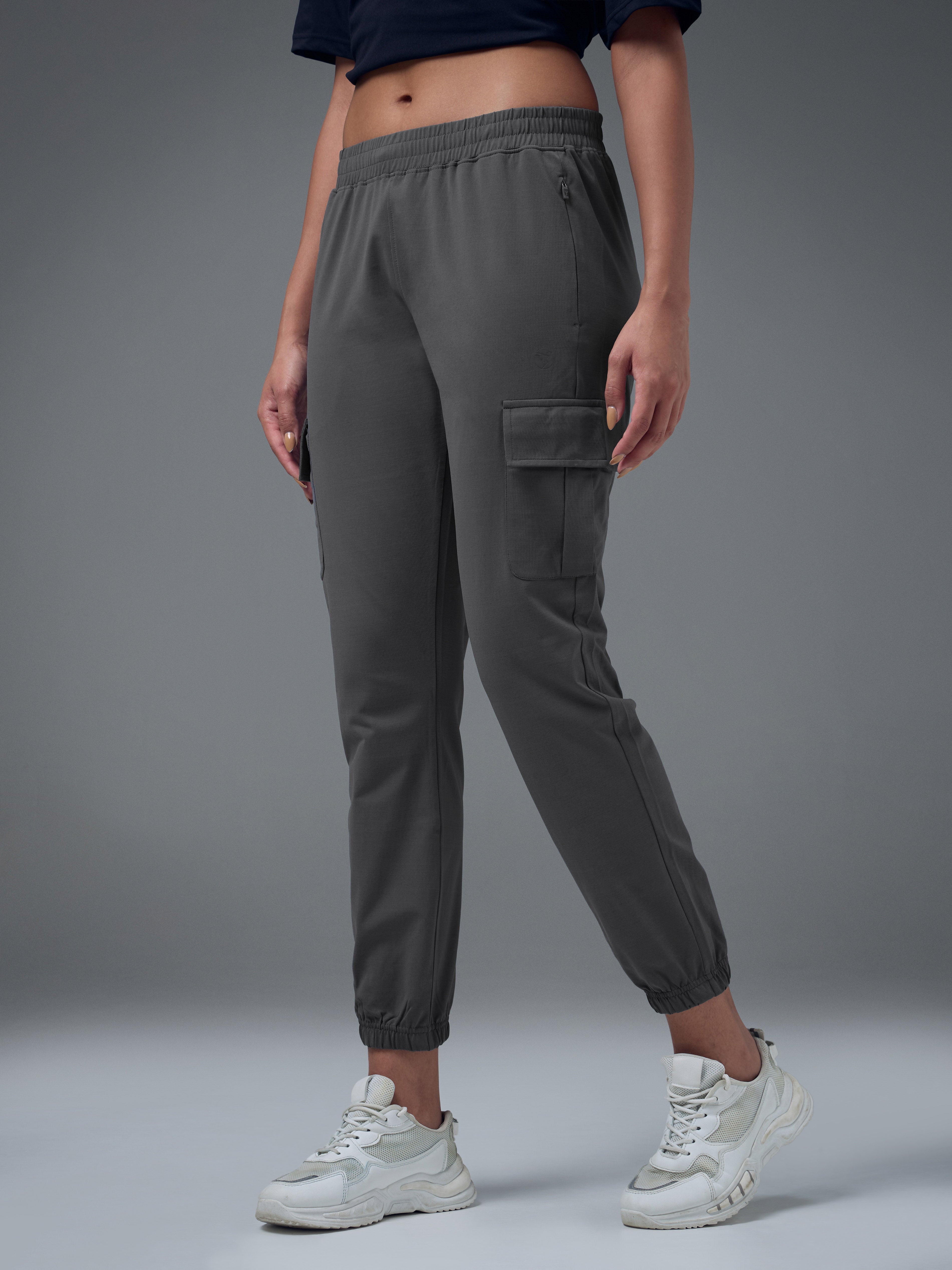 Technosport Women Cargo Jogger Trackpant - WR139 - WOODLAND GRAY