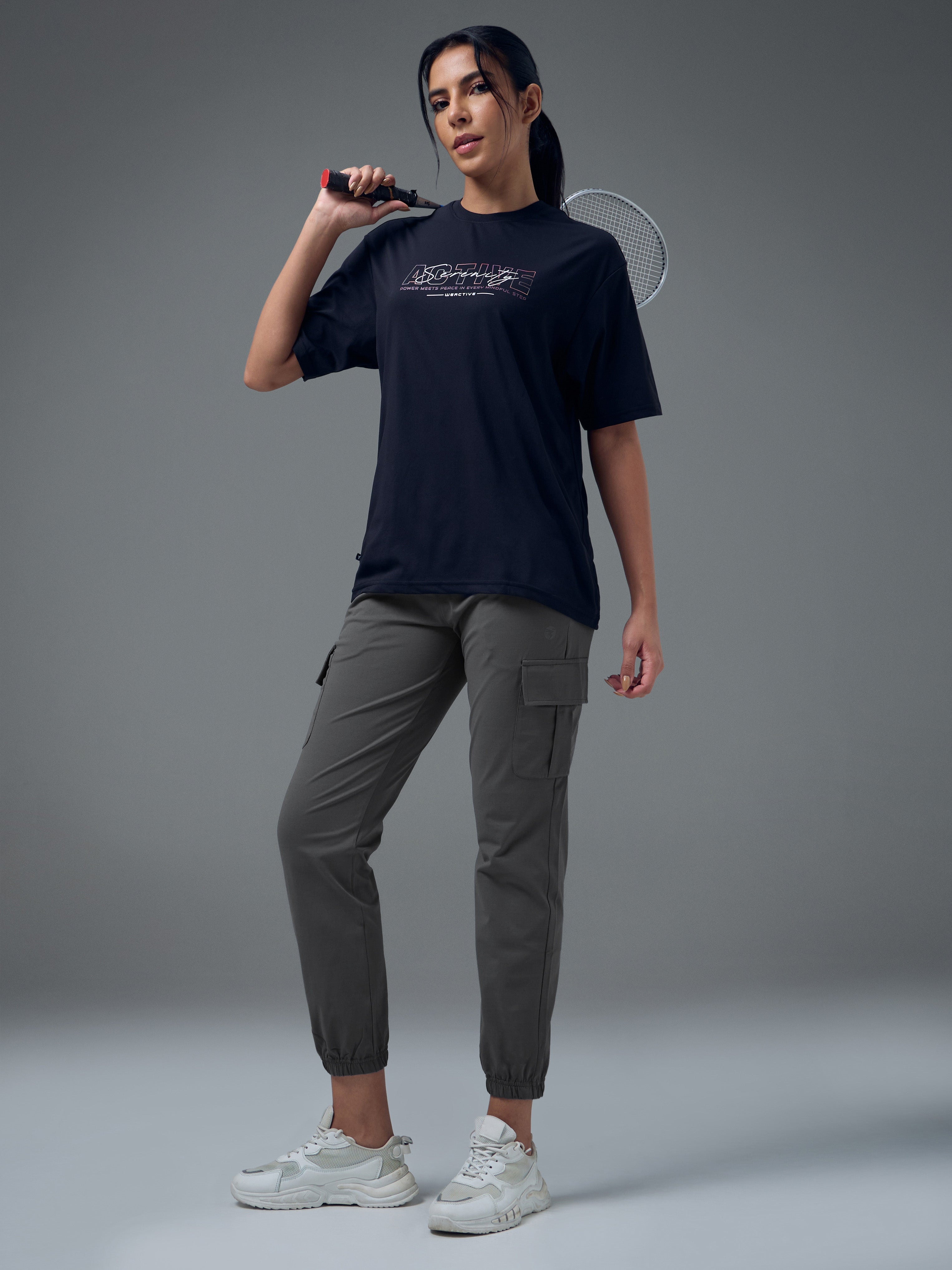 Technosport Women Cargo Jogger Trackpant - WR139 - WOODLAND GRAY