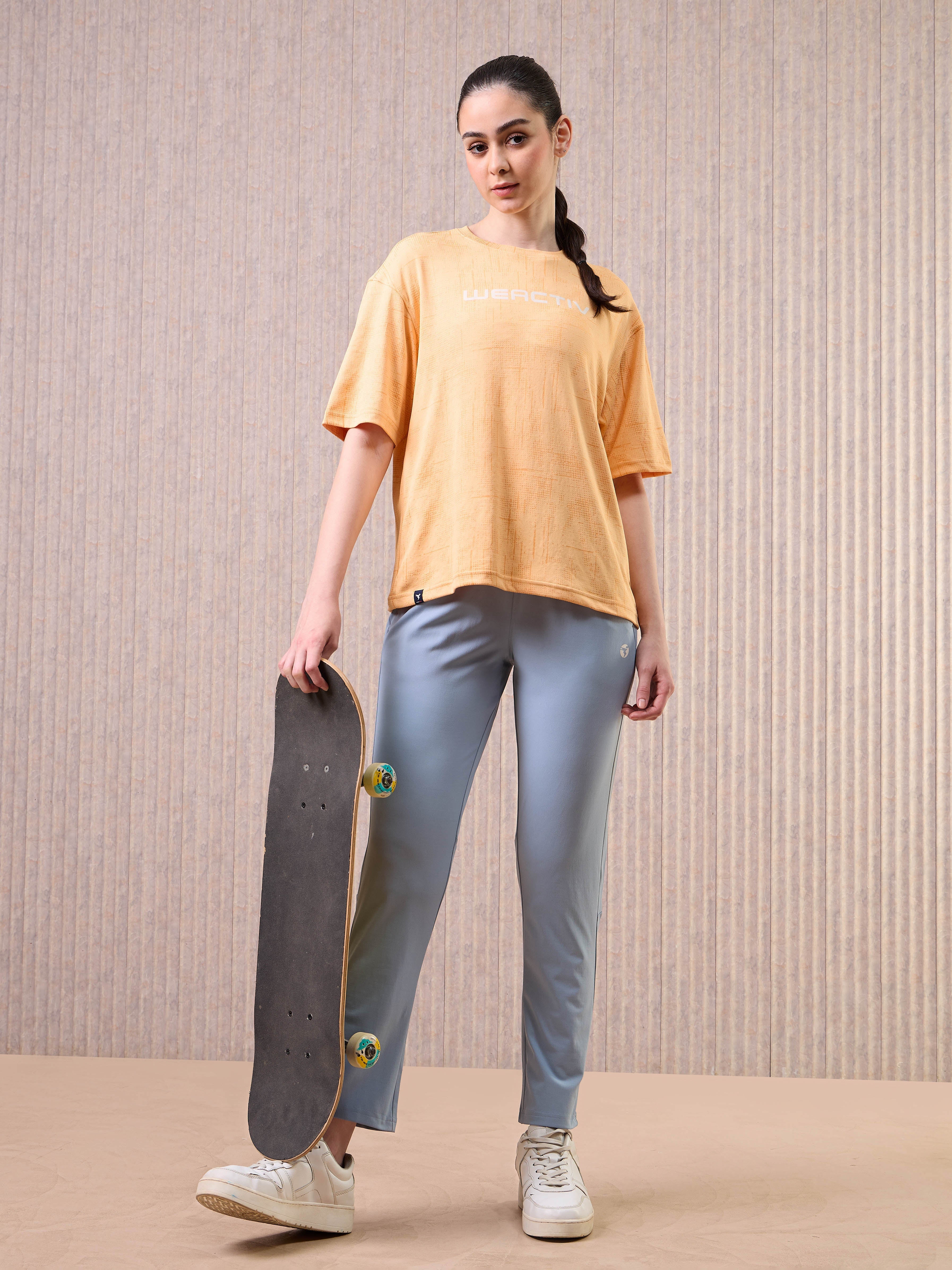 Technosport Women Boxy Fit TShirt (Double Cool) - WR150 - PUMPKIN