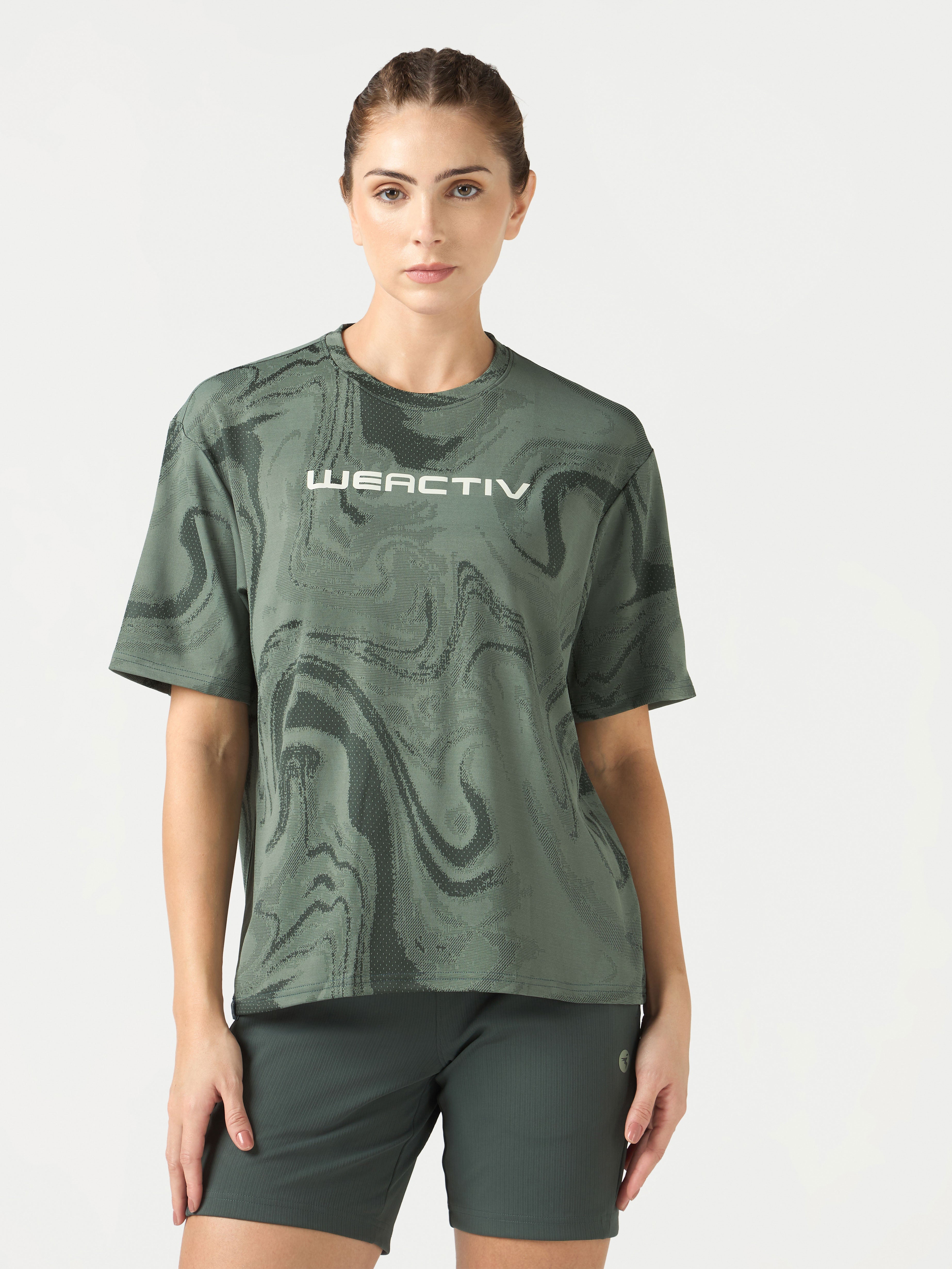 Technosport Women Boxy Fit TShirt (Double Cool) - WR150 - TREKKING GREEN