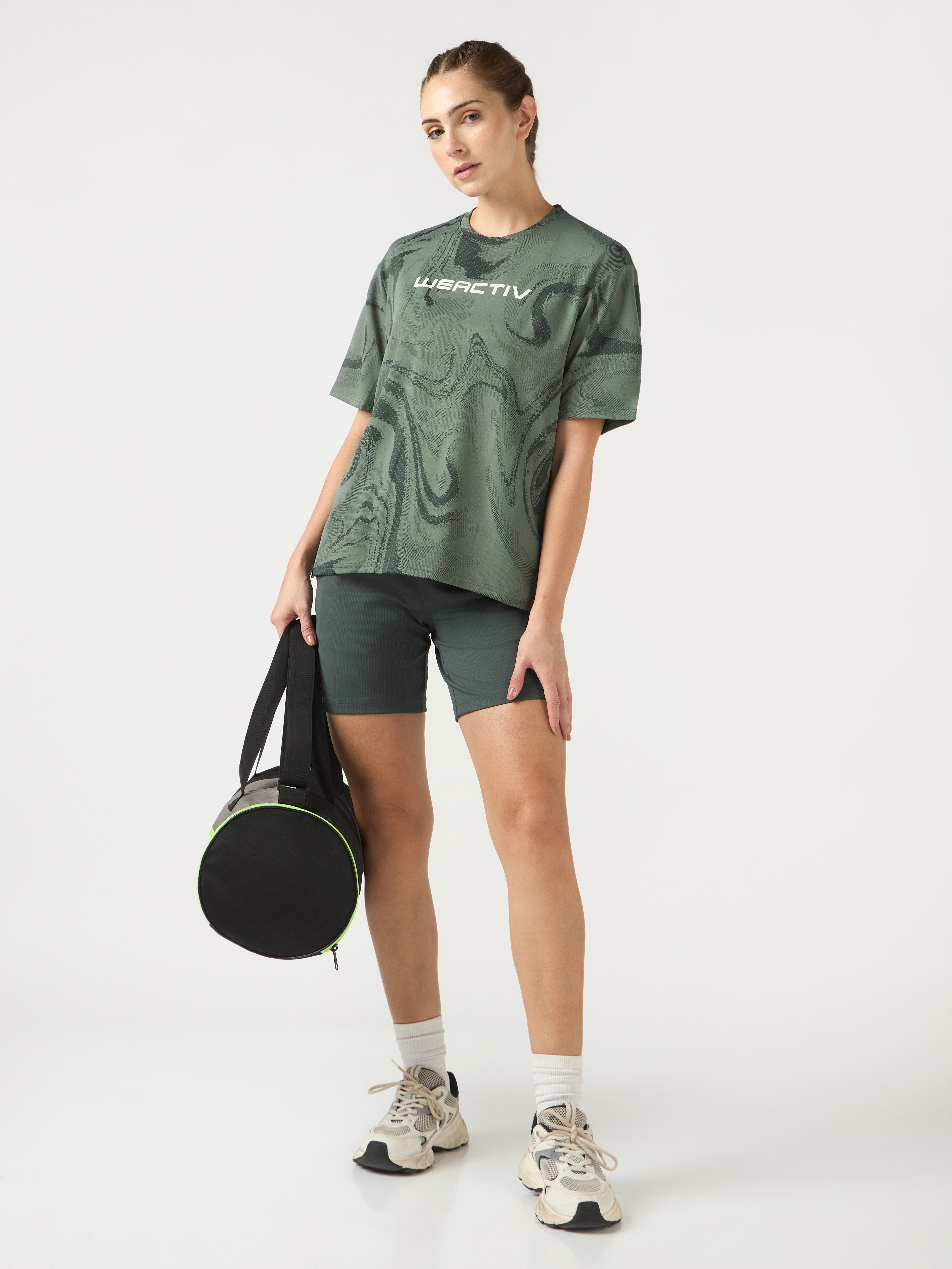 Technosport Women Boxy Fit TShirt (Double Cool) - WR150 - TREKKING GREEN