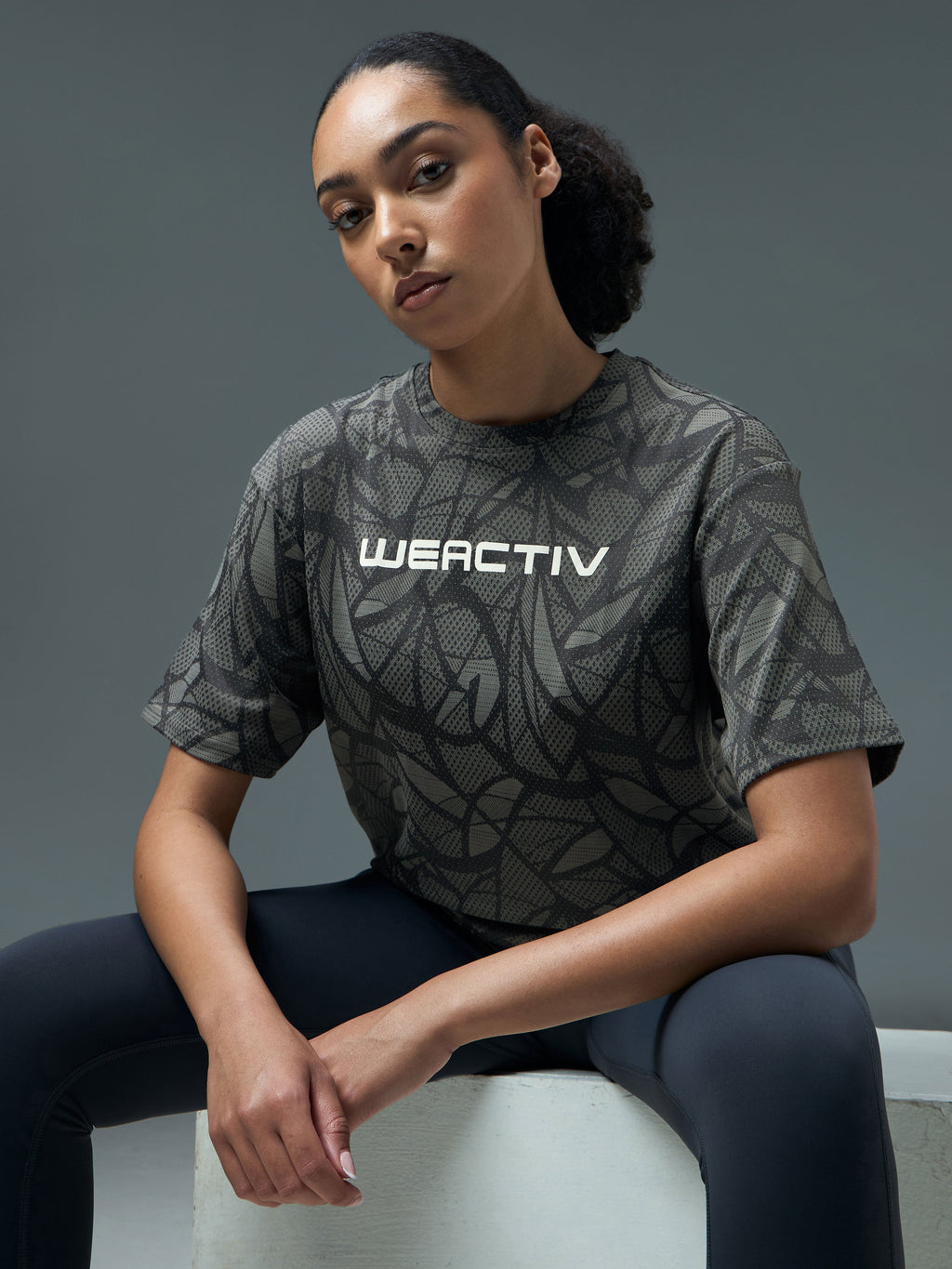 Technosport Women Boxy Fit TShirt (Double Cool) - WR150 - WOODLAND GRAY