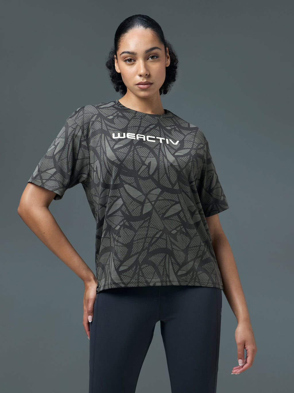 Technosport Women Boxy Fit TShirt (Double Cool) - WR150 - WOODLAND GRAY