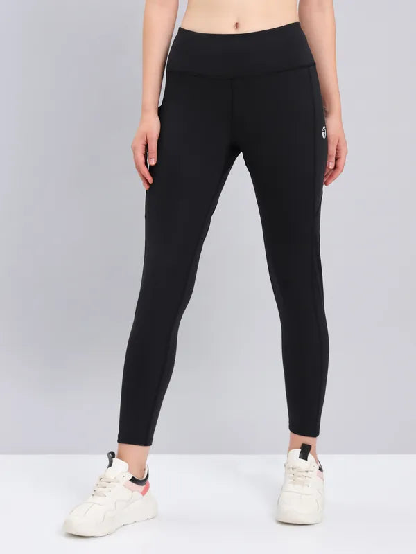 Technosport Women Solid Slim Fit Tights (Elasto Light) - WR75 - BLACK