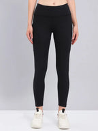 Technosport Women Solid Slim Fit Tights (Elasto Light) - WR75 - BLACK