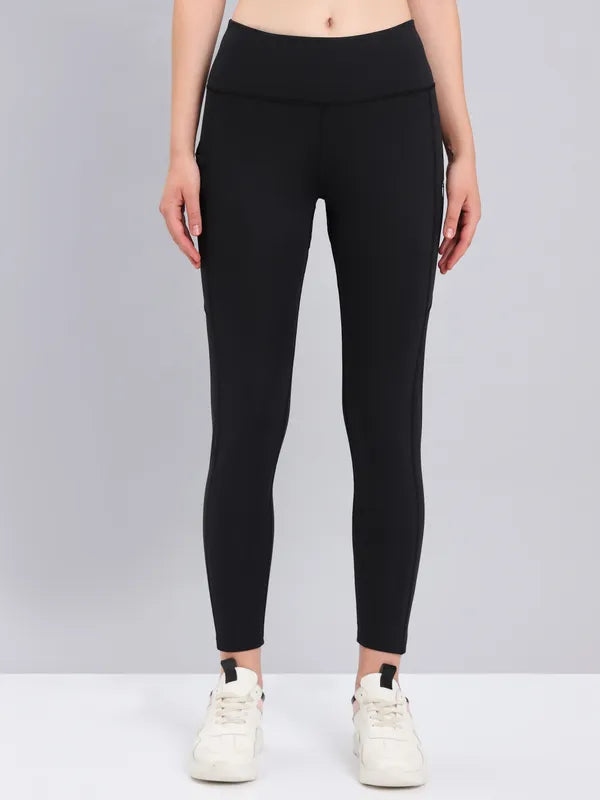 Technosport Women Solid Slim Fit Tights (Elasto Light) - WR75 - BLACK