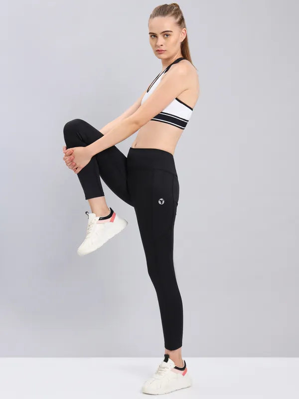 Technosport Women Solid Slim Fit Tights (Elasto Light) - WR75 - BLACK