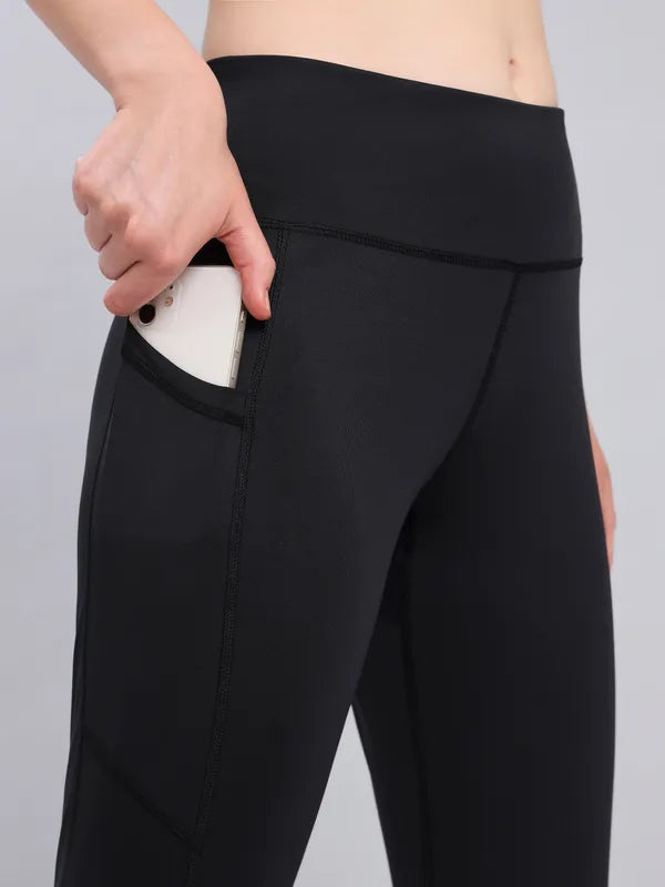 Technosport Women Solid Slim Fit Tights (Elasto Light) - WR75 - BLACK