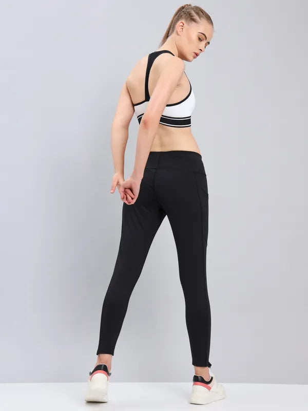 Technosport Women Solid Slim Fit Tights (Elasto Light) - WR75 - BLACK