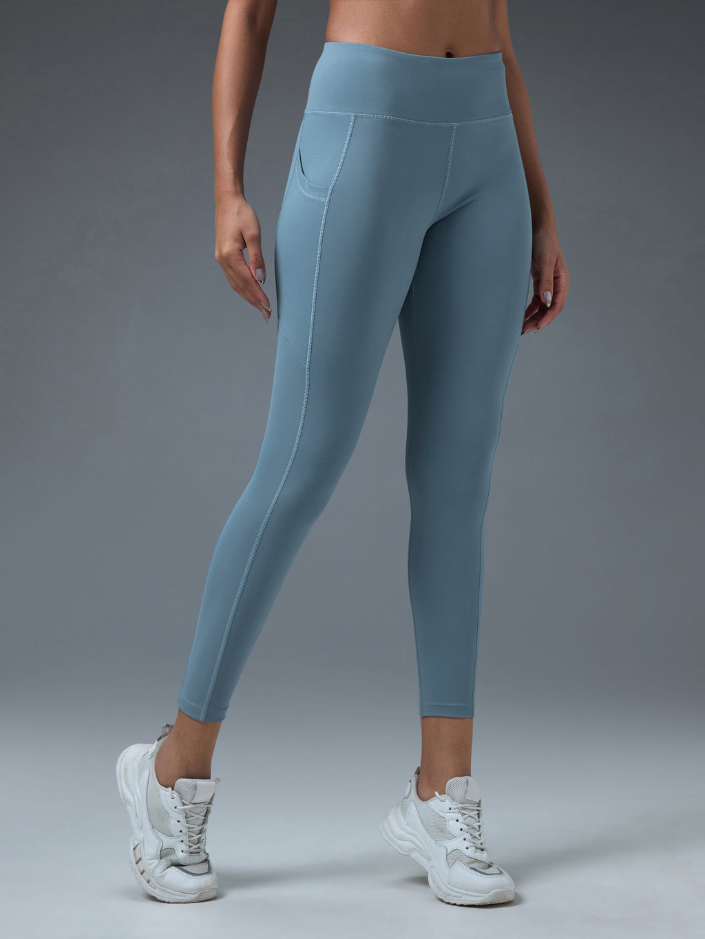 Technosport Women Solid Slim Fit Tights (Elasto Light) - WR75 - BLUE STONE