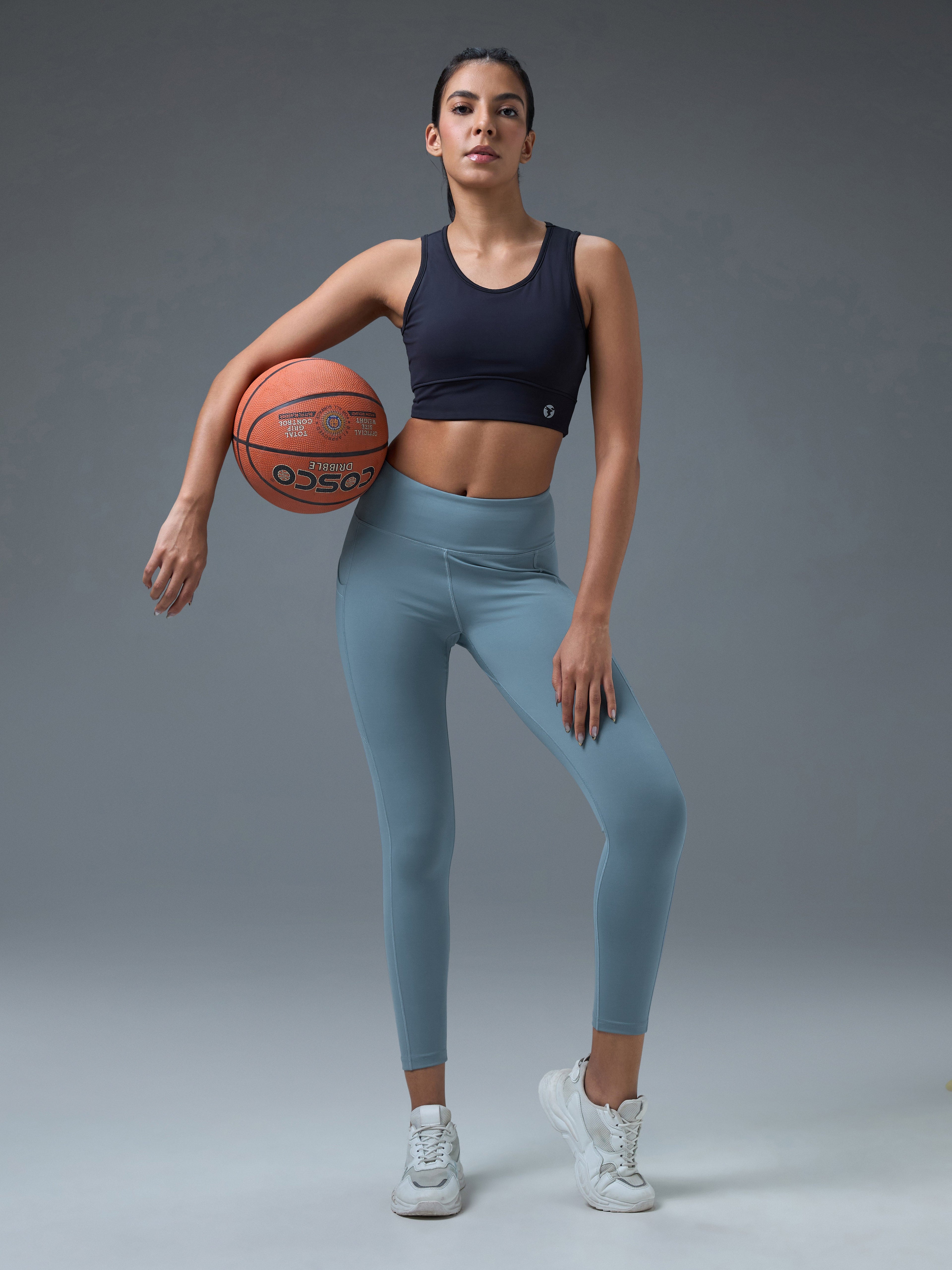 Technosport Women Solid Slim Fit Tights (Elasto Light) - WR75 - BLUE STONE