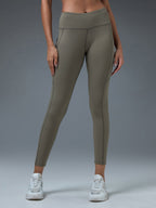 Technosport Women Solid Slim Fit Tights (Elasto Light) - WR75 - SMOKEY OLIVE
