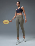 Technosport Women Solid Slim Fit Tights (Elasto Light) - WR75 - SMOKEY OLIVE